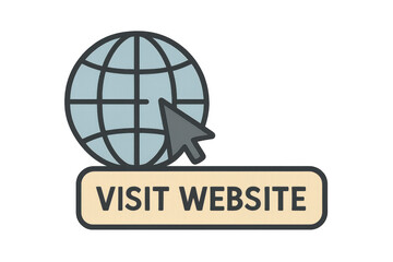 Aufkleber - Web button featuring global icon, mouse pointer hovering, representing online navigation and digital connectivity