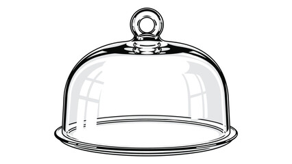 Elegant glass cloche illustration for food display design and marketing material projects, vector
