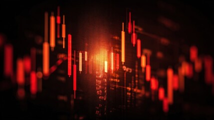 Poster - Dramatic visualization of a red candlestick chart against a darkened background highlighting the urgency of market shifts. An engaging image for presentations on market trends and economic