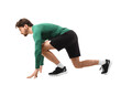 © Pixel-Shot - Sporty young man in crouch start position for marathon on white background