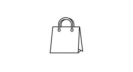 Poster - Illustration of a simple black outline of a shopping bag on white background