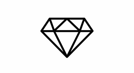 Poster - Illustration of a simple black outline of a diamond on white background