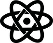 © labirint - Atomic symbol black and white design with intersecting orbits