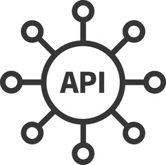 Fototapete - Simplified api icon with connected nodes in a circular black outline design