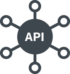 Fototapete - Black and white api icon with connected nodes