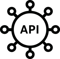 Aufkleber - Diagram of api integration with circular connections in black and white