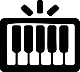 Aufkleber - Black and white piano keyboard icon with sound wave symbols