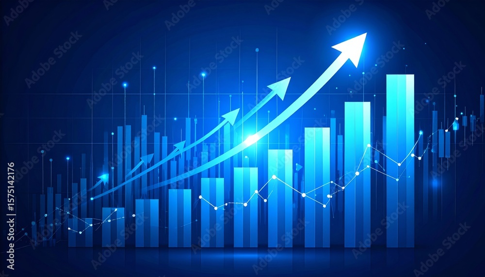 Growth chart business strategy up arrow graph finance stock market or ...