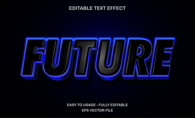 Poster - Future text, editable text effect template, 3d bold neon blue futuristic text style