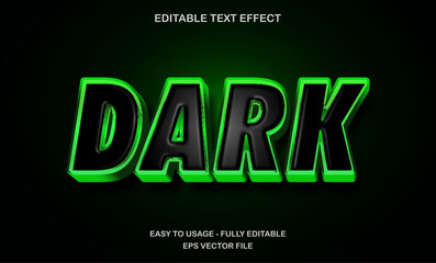 Poster - Dark text, editable text effect template, 3d bold neon green futuristic text style
