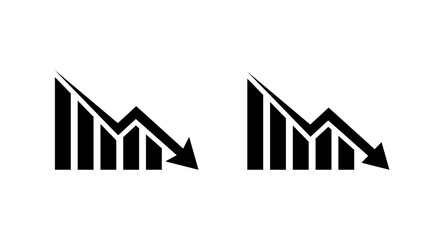 Poster - Bar chart with downward arrow icon. Financial crisis concept. Economy downturn and loss symbol