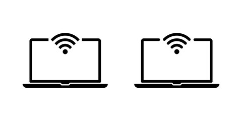 Fototapete - Laptop with WiFi signal icon. Wireless internet on notebook device symbol
