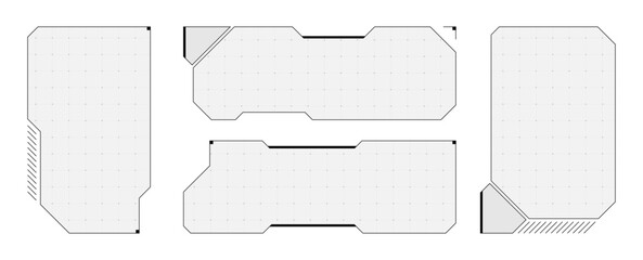 Leinwandbilder - Futuristic HUD interface set with glowing cyber frame and abstract border. Tech dashboard blends digital lines, VR buttons and infographic elements for sci fi control screen design.