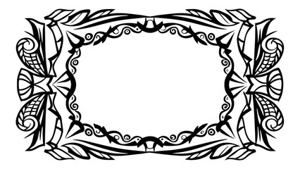 Poster - Abstract decorative black and white frame with elegant floral swirls and ornamental designs