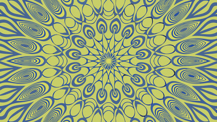 Poster - Abstract decorative blue and yellow floral pattern with symmetrical design and style