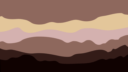 Poster - Abstract mountain range illustration in earth tones with layered wavy shapes