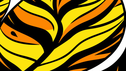 Poster - Abstract tiger stripe pattern design with yellow orange and black color scheme