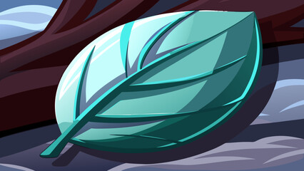 Poster - Artistic stylized green leaf illustration with transparency for creative design projects