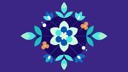 Poster - Colorful floral ornament vector design with geometric shapes and transparency for creative projects