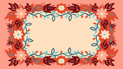Poster - Decorative floral frame with autumnal colors suitable for various design projects