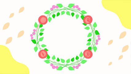 Poster - Decorative floral wreath design with roses and leaves for wedding or event invitation