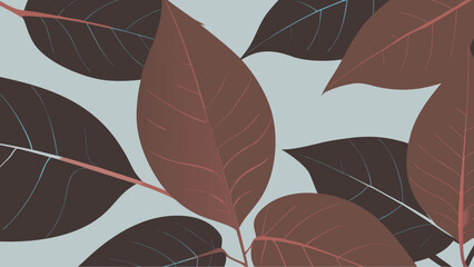 Poster - Elegant autumnal botanical illustration depicting textured leaves against a soft background