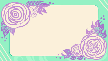Poster - Elegant floral border frame with lavender roses and leaves perfect for various designs