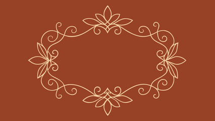 Poster - Elegant floral frame in cream color with ornate swirls for design projects