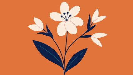 Poster - Elegant floral illustration with creamy white flowers and dark blue leaves