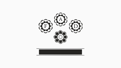 Poster - Floral design with letters a d f and abstract rectangle element white background