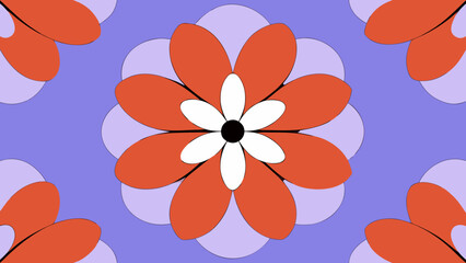 Poster - Floral pattern in retro style with flowers and unique color palette aesthetic design