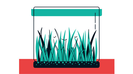 Poster - Modern vector illustration of a terrarium with grass on white background