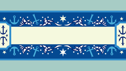 Poster - Nautical themed border with anchors stars and decorative elements for various designs