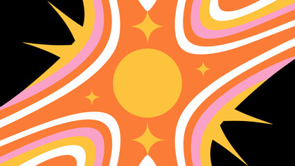 Poster - Retro style sunburst design featuring geometric shapes and vibrant colors for design projects