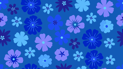Poster - Seamless floral pattern in shades of blue perfect for textile and graphic designs