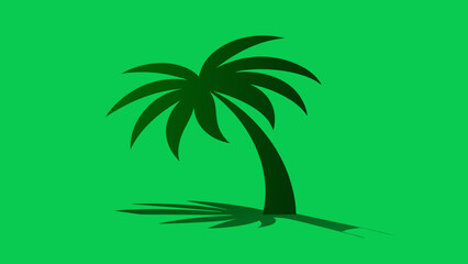 Poster - Stylized vector illustration of a palm tree silhouette on a bright green background