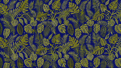 Poster - Tropical leafy pattern with layered foliage and transparency for diverse design applications