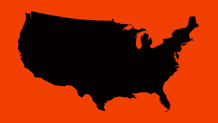 Poster - United states of america silhouette in black with orange background graphic illustration