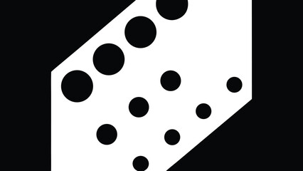 Poster - Abstract composition of black circles in a white geometric shape and contrasting black space