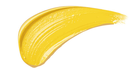 Poster -  vibrant yellow paint smear on a plain white background in studio lighting creating an abstract and artistic design element.