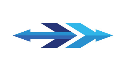 Aufkleber - Blue arrows pointing opposite directions representing communication exchange transfer and movement