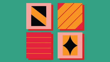 Poster - Colorful abstract geometric art composition with retro style and bold shapes for design