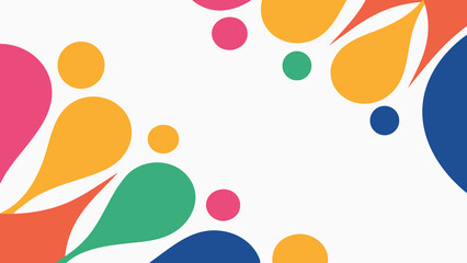 Poster - Colorful geometric abstract background with drop shapes and circles on white surface