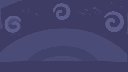 Poster - Dreamy night sky with curly swirls and moon silhouette in a dark blue scene