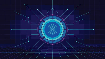 Poster - Futuristic data flow visualization with glowing lines and modern digital technology background