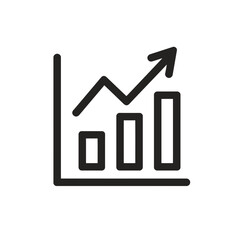 Poster - Abstract outline graphic depicting bar chart and arrow indicating upward progress, concept for performance metrics display, market trend visualization, and economic indicator illustrations