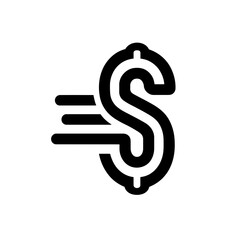 Poster - Stylized black dollar symbol with dynamic speed lines representing rapid financial movement and exchange, Concept for quick money transfers, digital financial platforms, and rapid business