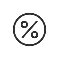 Poster - Minimalist vector line icon displaying a percentage symbol inside a distinct circular outline, concept for retail promotions, statistical data visualization and financial calculations