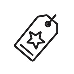 Aufkleber - A minimalist black line drawing of a classic rectangular label or tag featuring a prominent star symbol centrally placed, concept for online shopping, customer feedback, and exclusive merchandise