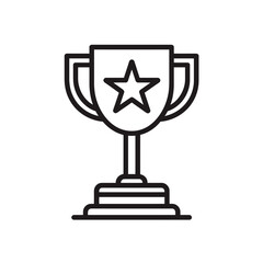 Aufkleber - Clean black line vector illustration shows a stylized winner's trophy cup displaying a prominent five-pointed star within its center, concept for celebrating success, recognizing top performers